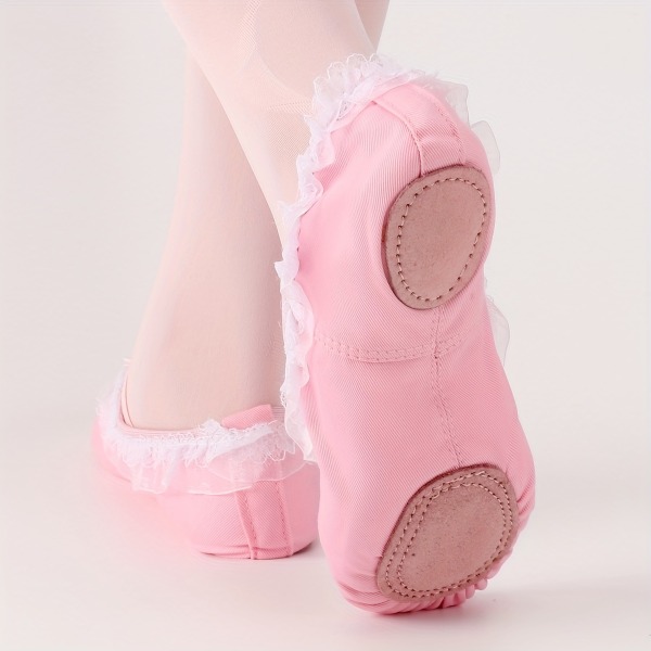 Andas balettskor med mjuk sula för flickor med fluga - perfekta för dansträning och framförande pink CN36(EU34)