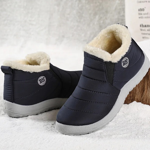 Herrskor Vinterstövlar Varma Päls Ankle Boots Vattentäta Snöskor Par Vinter Casual Sneakers Lätta Booties Män Blue 46