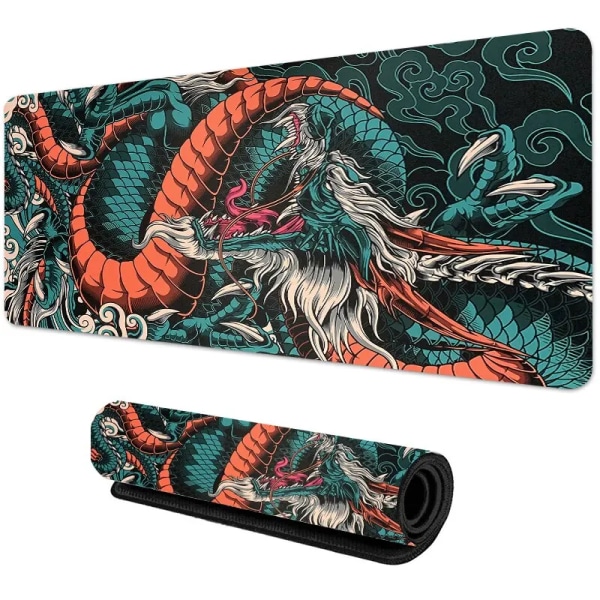 Japanese Dragon Large Gaming Mousepad XXL Keyboard Gamer Musmatta på bordet Speed ​​Skrivbordsmatta Anime 900x400 700X300 Musmattor Orange 400x900x3mm