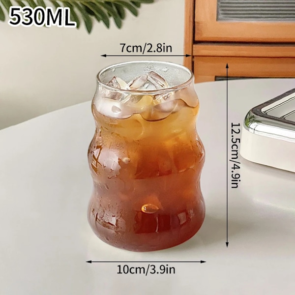 400 ml Kvadratisk Värmebeständig Kaffe Glaskopp Med Lock Och Sugrör Transparent Mjölk Te Juice Kopp Kaffe Mugg För Hem Bar Dryckesglas S5 301-400ml