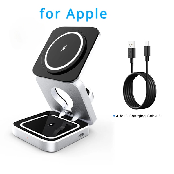 Resa 3 I 1 Magnetisk Trådlös Laddare Vikbar Ståndbrygga För 15, 14, Airpods, För Apple / För Samsung Galaxy S23 for Apple Black