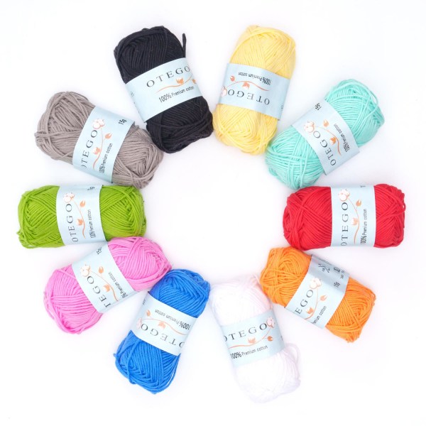 10-pack Bomullsgarn, Cotton Knitting, Crochet Yarn 150g multicolor