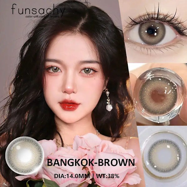 Funsachy 2St Färgade Kontaktlinser Bruna Ögon Linser Grå Linser Blå Elever Natural Eye Lens Färgad Kontakt Ögon Kosmetika KRABI-CHOCOLATE 0