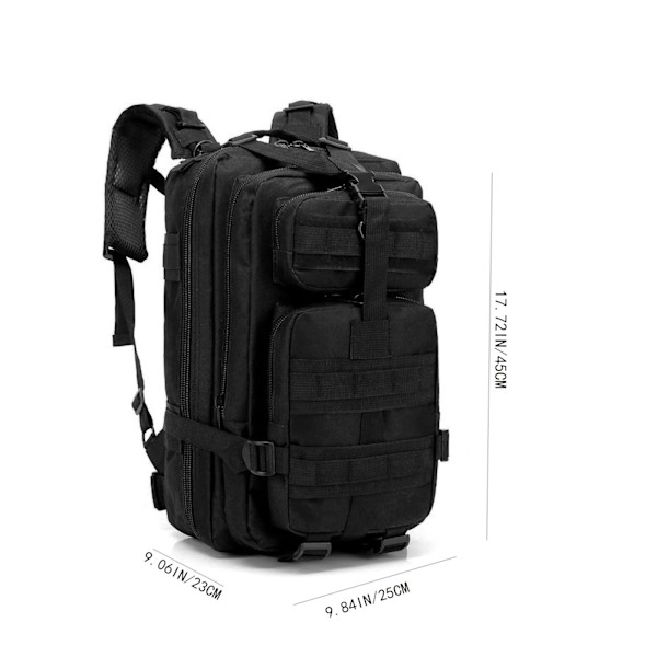 Taktisk Rygsæk Stor 3 Dages Assault Pack Molle Bugout Taske Rygsæk til Vandring Trækning Rejse black