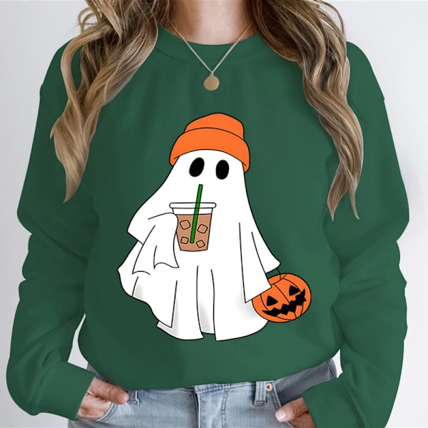 Ghost Ice Kaffe Grafisk Sweatshirt Hoodie Kvinnor Halloween Ghost Kaffe Lover Present Hoodies Pumpor Halla Party Sweatshirts GRAY XXXL