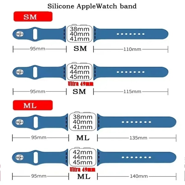 Silikonrem för Apple Watch -band 44mm 41mm 45mm 40mm 49mm 42mm 38mm Sportarmband correa iwatch Series Ultra 8 7 se 6 5 4 3 36 denim blue 42 44 45 49 mm S-M