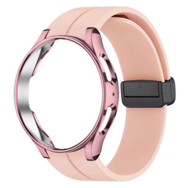 Original Silikonrem+ Case För Samsung Watch 4/5 40 44mm Watch 5 Pro 45mm Magnetiskt spänne Band Galaxy Watch 4 Classic 42 46mm pink Galaxy watch 4 40mm