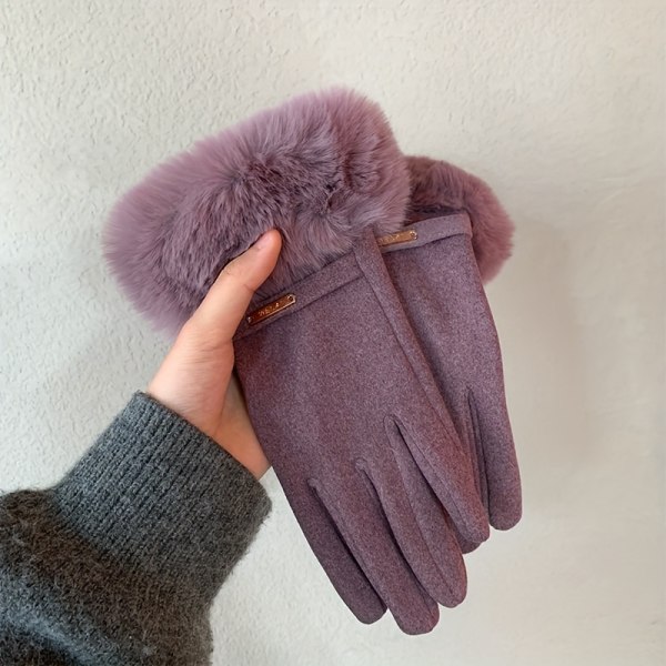 Varma förtjockade kalltäta handskar, mjuka och bekväma utomhus vinterhandskar för kvinnor Pink