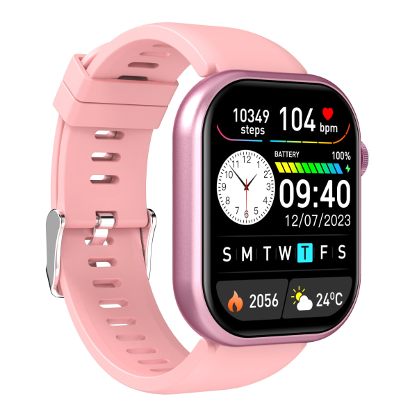 Sport Smart Watch för män och kvinnor, Casual Smartwatch armband för utomhus löpning Fitness Pink Silicone Strap