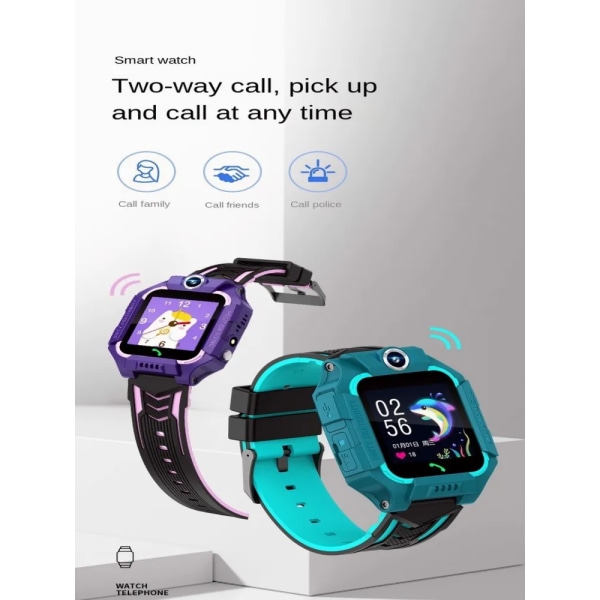 Barn Smart Watch Sim-kort SOS Ring Telefon Smartwatch För Barn Foto Vattentät Kamera Plats Tracker Present för pojkar och flickor Green LifeWaterproof