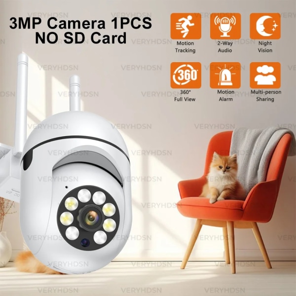 3MP Wifi IP-kamera HD Trådlös Säkerhetsövervakningskamera Utomhus 4X Digital Zoom Nattfärg AI Smart Tracking Tvåvägsljud AU Plug 1PCS-3MP-Camera