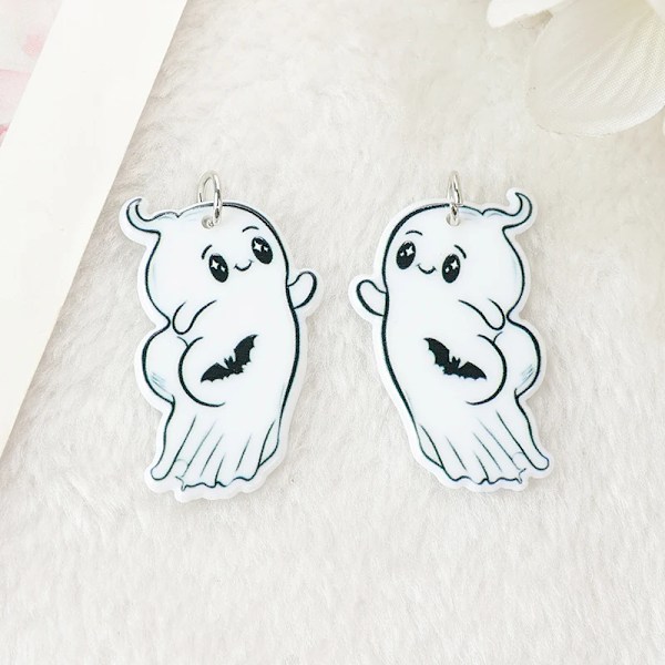 10Pcs Halloween Charms Akryl Spöken Raccoon Hängande För Nyckelkedja Halsband Smycken Dygn Tillverkning VIOLET