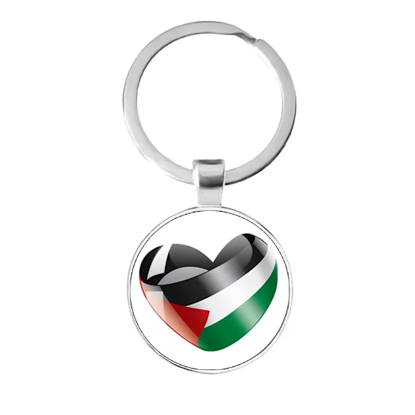 Personaliserade Konstmönster Palestina Nation Flagg Emblem 25Mm Glas Cabohcon Nyckelringar För Kvinnor Män Smycken Gåva 16