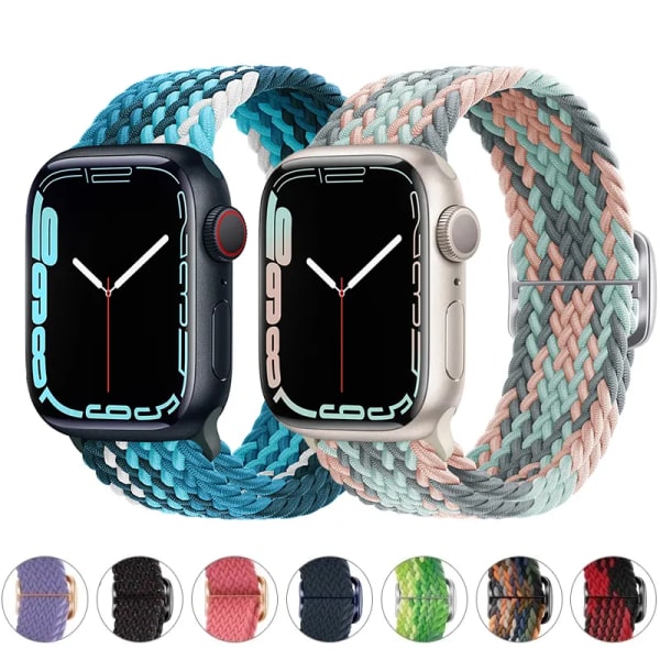 Flätad ögla för Apple watch Rem 44mm 40mm 45mm 41mm 42mm 38mm 49mm Elastiskt Solo armband iWatch series 7 se 3 6 Ultra 8 Band 17 english lavender