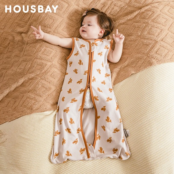 0-24 måneder baby sovepose sommer tynd lag soveposer 0.5Tog heldragt natdragt beige hvede trykt anti-spark blanket Dandelion M