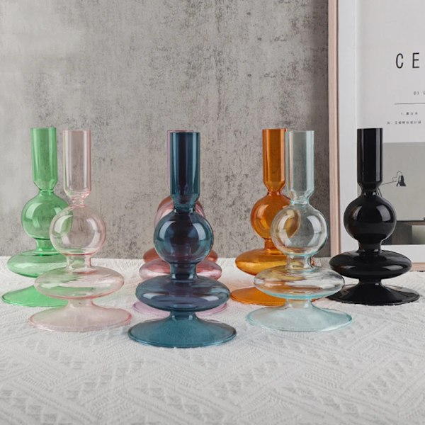 Nya Färgglada Glas Blomvas Kreativ Dekorativa Ljus Innehavare Bröllop Dekoration Crystal Candlestick Presentbord Hem Inredning 08 M