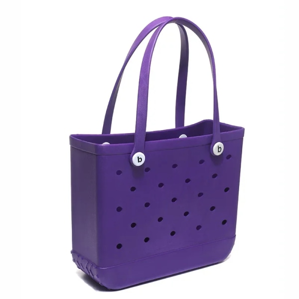 Mode Kvinnor Bogg Bag Sommar EVA Vattentät Stor Tote Shoulder Handväska Extra stor kapacitet Strand Shopping Dam Tote Bogg Bag Purple XL(48x24x36cm)