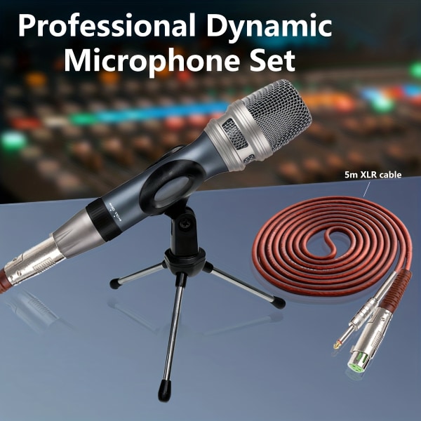 Professionell dynamisk sångmikrofon med ON/OFF-knapp och XLR-kabel - perfekt för livestreaming, konferenser, hemunderhållning