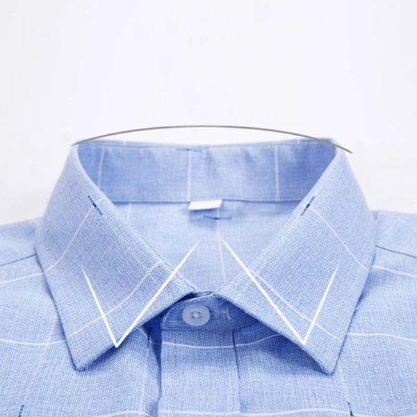 Ny bomull, högkvalitativ lyxig original långärmad för män Sociala formella Eleganta skjortor för män Randiga casual 1 42