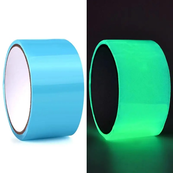 10M/Rulle Farverige Sticky Ball Tape Glød I Mørke Stress Afslappende Sticky Ball Tape Legetøj Legetøj Legetøj Rullende Craf Gave Til Børn Voksen luminous blue 4.8cm