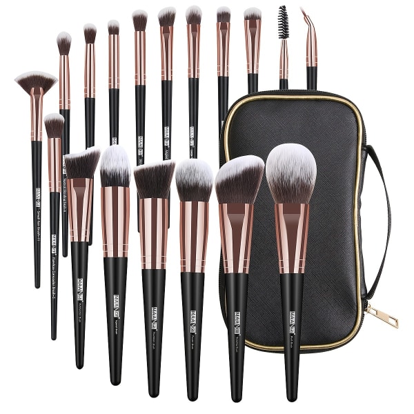 Sminkborstar, 18 st professionella premium syntetiska sminkborstar set med case, Foundation Kabuki Eye Travel Make up borstar set, bra presentidé Champagne