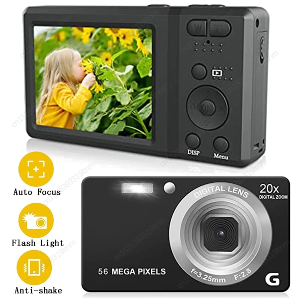 4K 56 MP digitalkamera med 20x zoom Kompaktkamera Anti-Shake autofokus med LED Fill Light Videokamera för barn White With 16G Card