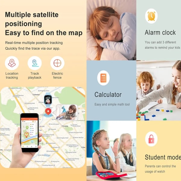 Kids 4G Smart Phone Watch GPS WIFI Videosamtal SOS Kamera Monitor Tracker LBS Plats Barn Smartwatch Pojkar Flickor Presenter blue Europeab version