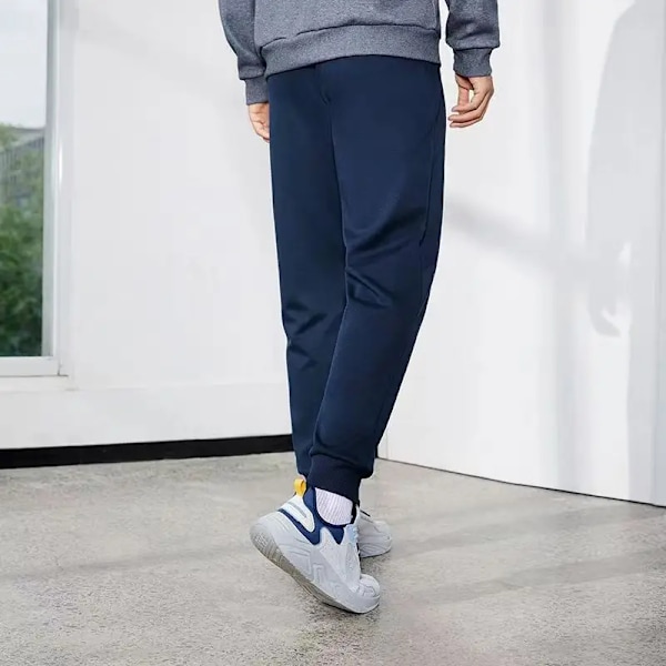 Mænds Fløjls Jogging Bukser Bomuld Solid Elastisk Talje Streetwear Joggers Baggy Bukser Trendy Ren Farve Simm Koreanske Lange Bukser Blue L  50-55KG