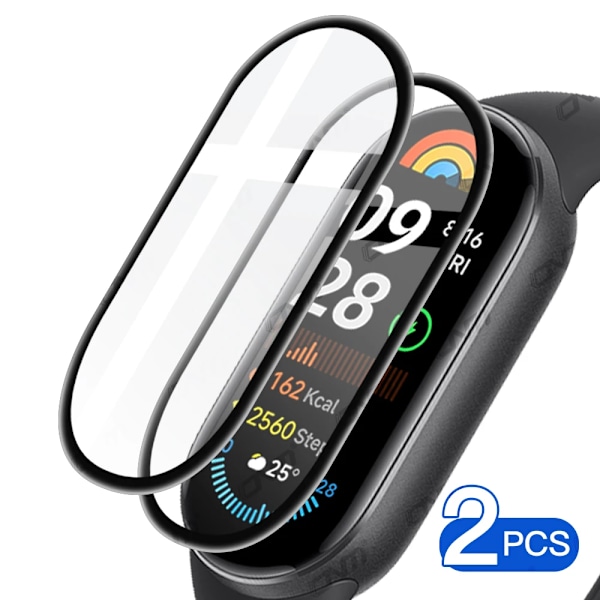 20D Skærmbeskyttelse til Xiaomi Mi Band 9 Tilbehør Fuld Dækning Anti-Scratch til Mi Band 9 Se Beskyttende Film (Nr. T Glas) 2Pcs Xiaomi Band 9