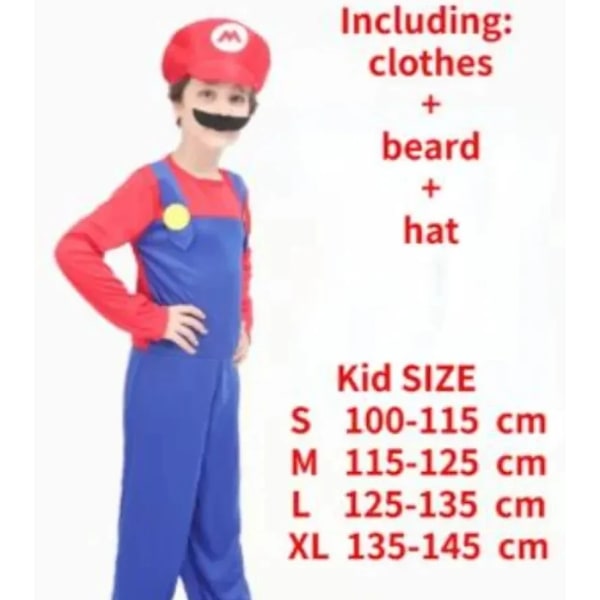 Anime Odyssey Super Bröder Luigi Cosplay Kostym Marios Vuxna Barn Hopsuits Skägg Hatt Inställt Halloween Kostyme 9 XL