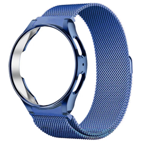 Case+ Rem för Samsung Galaxy Watch 5/4/4 Classic 44 mm 40 mm 46 42 mm Inga luckor Metallarmband Milanese Loop Galaxy Watch 5 Pro Band Blue Watch 4 classic 46mm