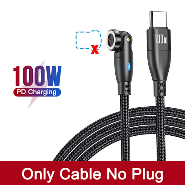 Aufu 5A magnetisk USB-C-kabel för Realme Huawei 100W snabbladdningskabel för Samsung Laptop Micro Magnet Char. USB-kabel Only Cable Black 1.8m