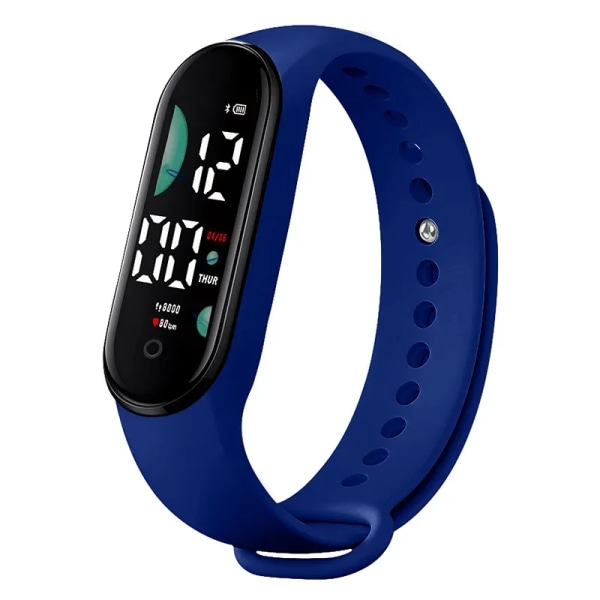 Watch Elektronisk LED Digital armbandsur för kvinnor Mode Casual Enkel Silikon Touch vattentät armbandsklocka 10  Blue