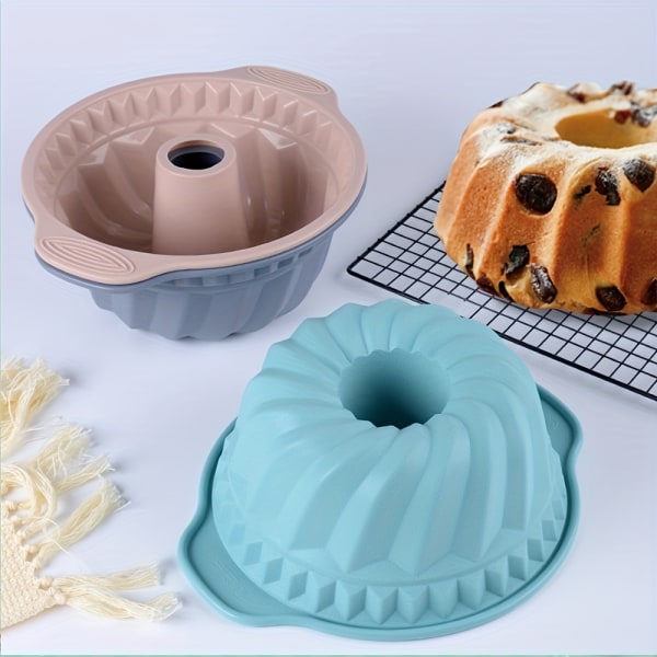 5 st, Non-Stick silikon Bakform Set - Inkluderar muffins, bröd, Bundt, tårta och fyrkantig form - BPA-fri - Perfekt för att baka läckra godsaker Nordic Blue