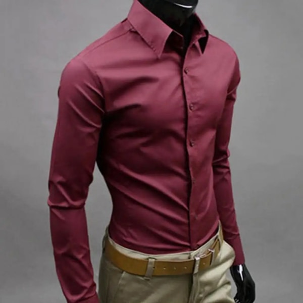 Elegant affärsskjorta Knäppningsstängd bomull för män Slim Fit Businessskjorta i bomull Luktfri snapsskjorta för vardagslivet Navy Blue XXXXL