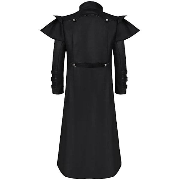 Herre Frakke Jakke Gotisk Steampunk Kappe Hætte Trench Middelalderlig Vampyr / Troldmand Cosplay Kostume Halloween Kvinder Mænd Black XL