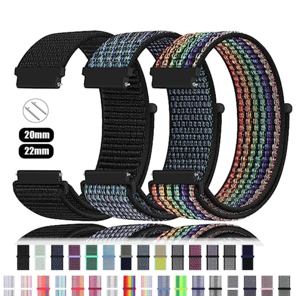 20mm 22mm Nylon Loop band För Amazfit GTS4/2/3/3pro/2e/GTS2 Mini/GTR 4 42mm/47mm/GTR2/2e/stratos bältesarmband Amazfit bip rem 13 Brilliant pink 22mm