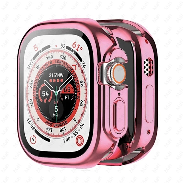 TPU Full Cover för Apple Watch Ultra Case 49mm 42mm 44mm 40mm 38mm Skärmskydd iWatch serier 9 8 7 6 5 4 3 SE fodral 45 41mm 7 pink 45mm Series 7 8 9