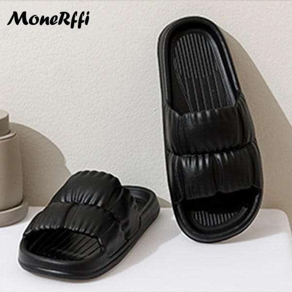 Cloud Tøfler Til Mænd Kvinder Sko Strand Slides Tegneserie Frø Flip Flops Flade Sandaler Badeværelse Anti-Slip Sko Mand Co Uple Slippername C Black 42-43(Fit 41-42)