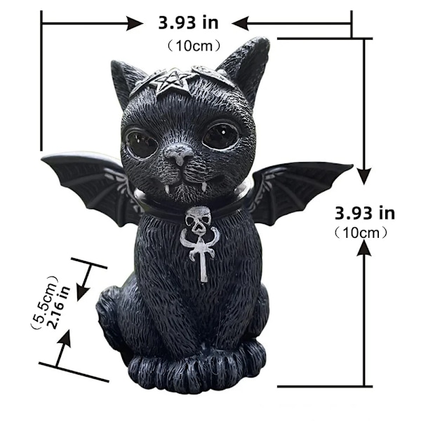 Black Katt Staty Mystiska Söta Katt Häxkatt Figur Häxor Dekor Desk Prydnad Handmålade Skulptur För Halloween 1Pc A