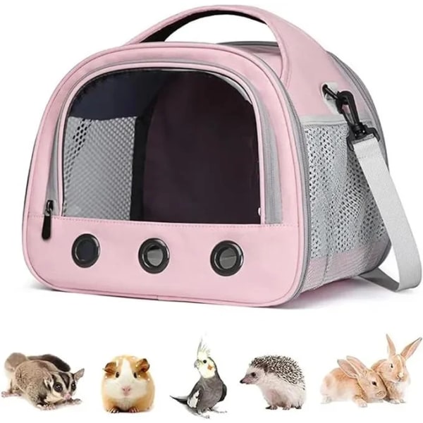 Bärbar bärväska för smådjur marsvinsbärarbur Husdjursbärare för hamster igelkott papegojor råtta och andra smådjur Pink L