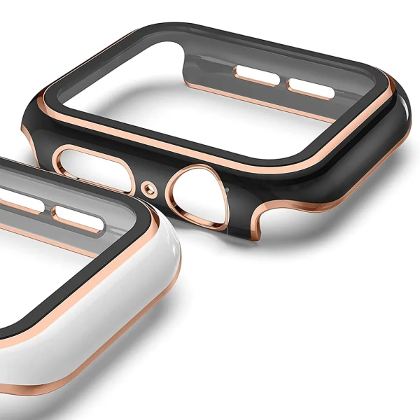 Cover För Apple Watch Case 45mm 41mm 44mm 40mm 42mm 38mm Skärmskydd PC Bumper Härdat glas iWatch series 8 7 SE 6 5 4 9 black pink 38mm series 321