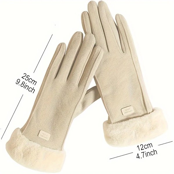 Damer Touch Screen Handsker Mode Handsker Efterår Vinter Varme Tynde Kashmir Solid Cykling Kørsel Sved Fabric Elegant Vindtæt Beige