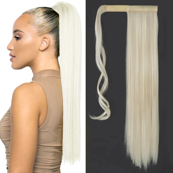 Merisihair Syntetiska Lång Rakt Wrap Runt Clip I Ponytail Hår Förlängning Värme Reistan Pony Svans Falska Hår SI66-60 22inch 55cm