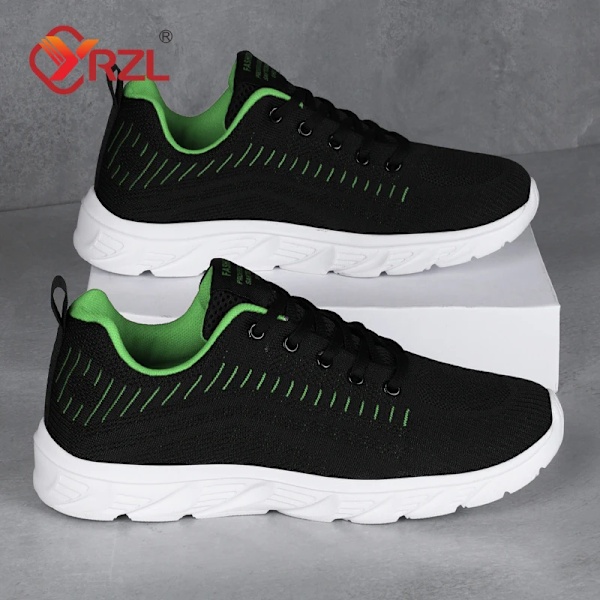 Yrzl Running Skor Män Sneakers Mode Lättviktiga Tränare Andningsbara Gång Skor Bekväma Idrottsskor För Män Black green 42