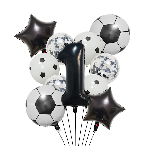 1 Set Helium Folie Globos Fotboll Ballonger Födelsedagsfest Dekorationer Kids Pojke 32Inch Gröna Nummer Ball Fotboll Sport Leveranser set black-1 as shown