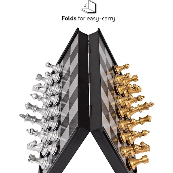 Nyt 36cm*36cm Magnetisk Metal Foldbart Skakspil Filt Spillebræt Indvendig Opbevaring Voksne Børn Gave Familie Spil Skakbræt 20CM with box