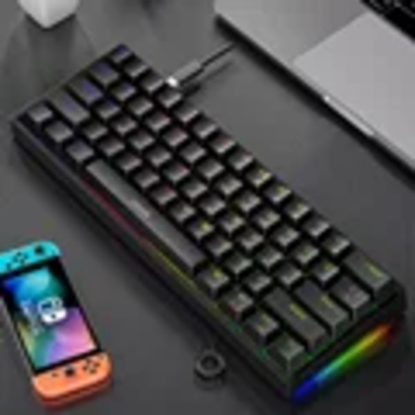 K620 Mini Gaming Mekanisk Tangentbord 61 Tangenter Rgb Hoppswap Typ-C Kablar Pbt Tangentkapslar 60% Ergonomi Tastatur black blue switch