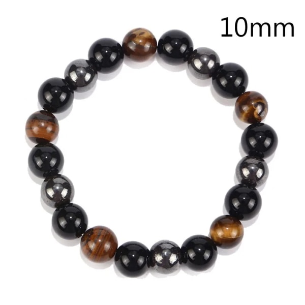 Naturlig svart Obsidian Hematite Tiger Eye Beads Armband Män för Magnetisk hälsa Viktminskning Flätat armband Kvinnor Smycken 10MM(1Pcs)