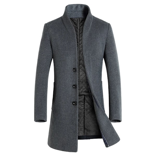 Män Windbreaker 2024 Vinter Mitt-Längd Trench Casual Solid Enkel Bröst Lång Ärm Lapel Collar Coat Man Slim Windbred Medarbetare Grey XXL